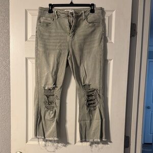 Distressed light green Women Jeans